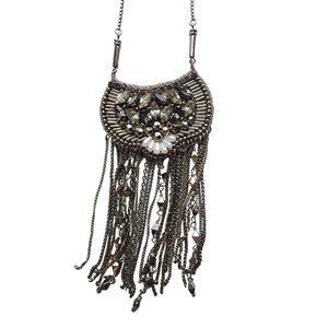 Stella & Dot Analena Pendant Sparkle Fringe Gold Adjustable Statement Necklace | Poshmark