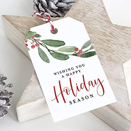 Bliss Collections Holiday Season Gift and Favor Tags, Pack of 50 Holly Greenery Cards for 'Tis The S | Amazon (US)