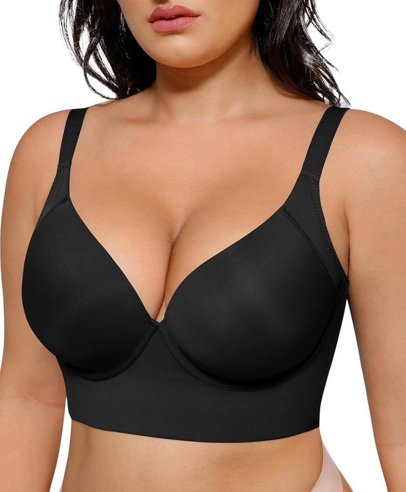SHAPELLX Back Smoothing Push Up Underwire Bra, Molded Cup Support Bra | Amazon (US)