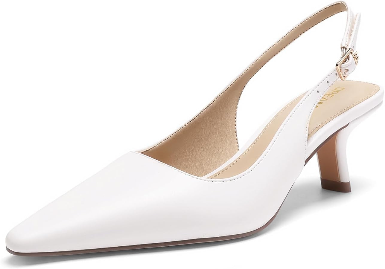 DREAM PAIRS Women's Slingback Kitten Heels - 2.36 Inch Low Heel Pointed Toe Pumps, Comfortable Cl... | Amazon (US)