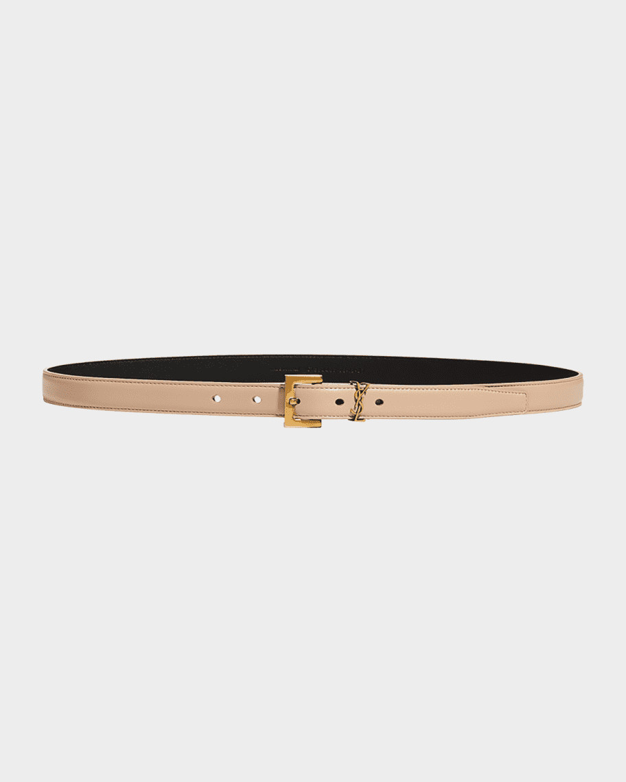 Saint Laurent YSL Monogram Leather Belt | Neiman Marcus
