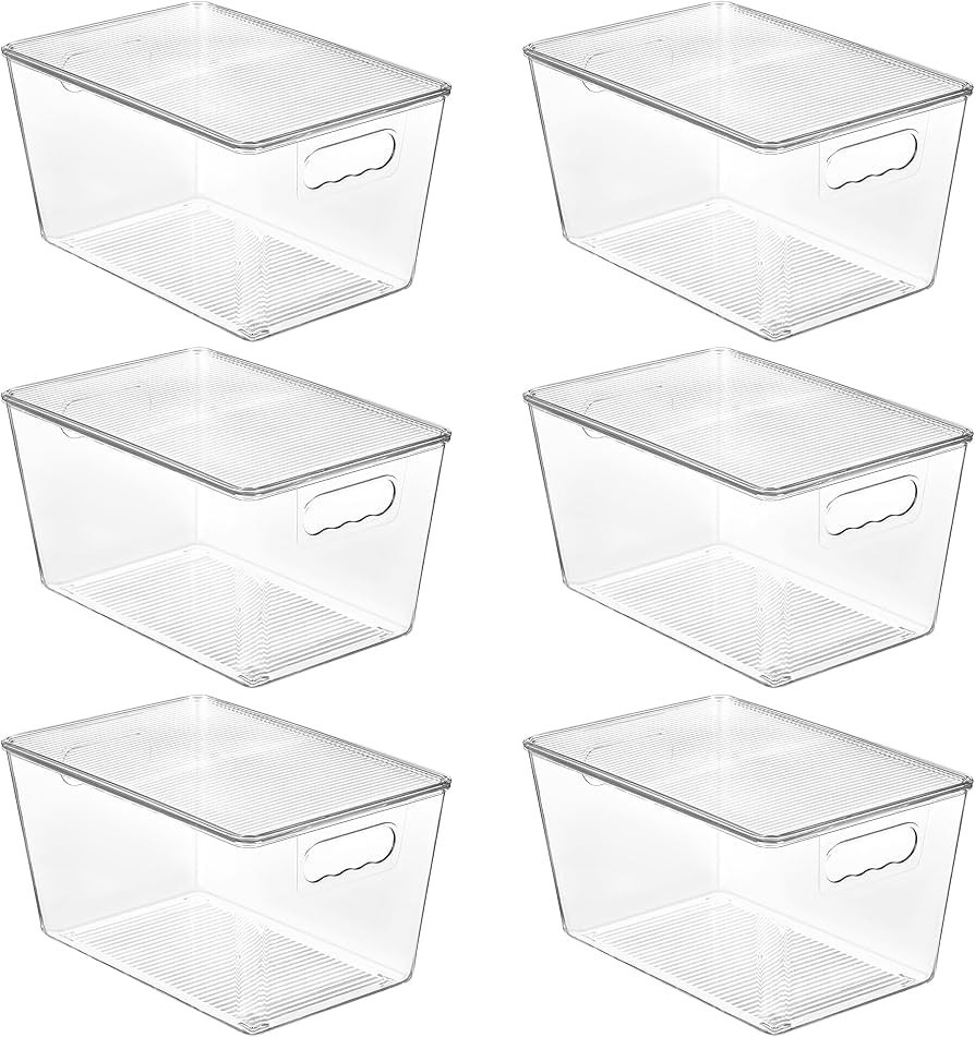 Vtopmart 6 Pack Clear Stackable Storage Bins with Lids, Large Plastic Containers with Handle for ... | Amazon (US)