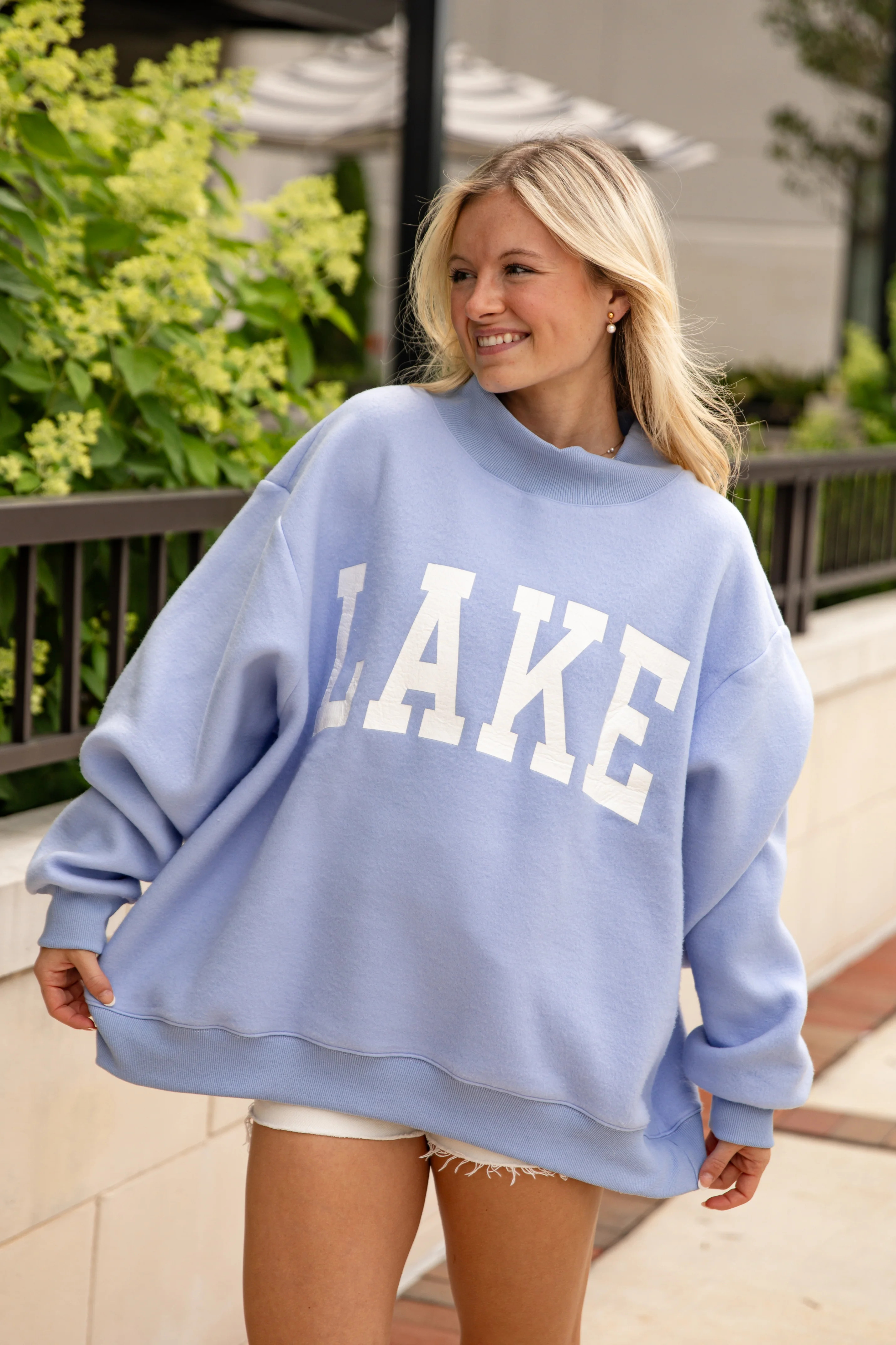 Beach/Lake Blue Reversible Mockneck | Women's Sweatshirts | DressUp | Dress Up