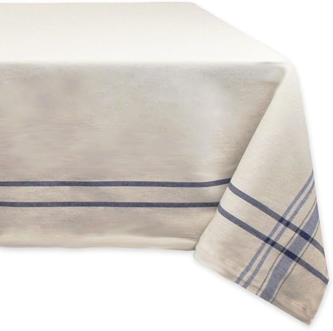 DII 100% Cotton Everyday French Stripe Tabletop Collection, 60x84, Taupe/Blue | Amazon (US)