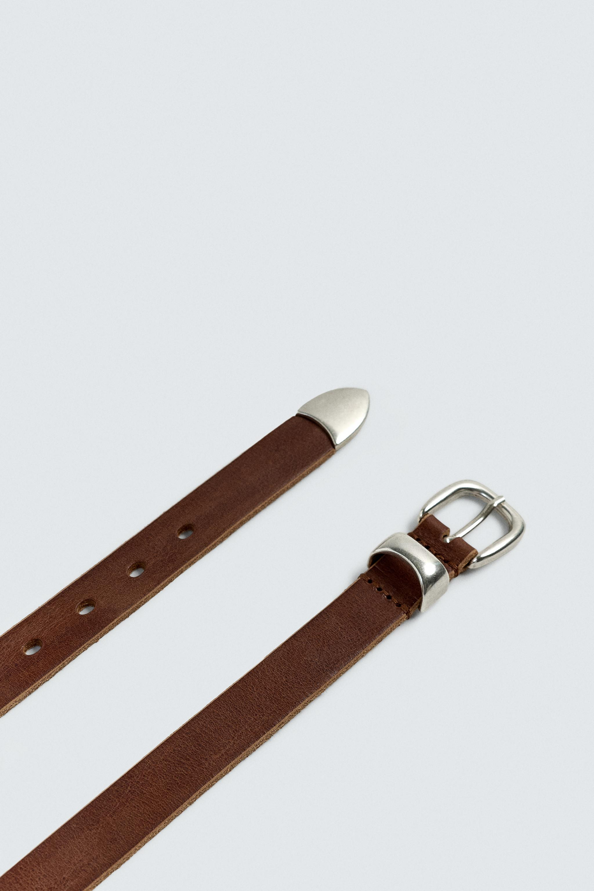 VINTAGE EFFECT LEATHER BELT | Zara US