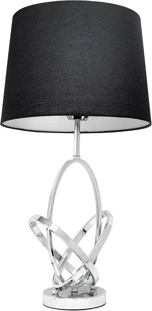 Elegant Designs LT1006-CHR Mod Art Polished Chrome Table Lamp with Black Shade | Amazon (US)
