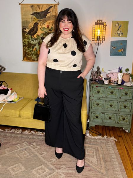 Outfit of the week! Plus size polka dot crop top with wide leg pants. Professional with style!

#LTKplussize