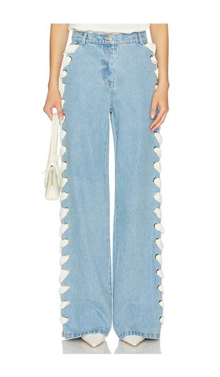 Lyd Laced Denim Trouser in Sky Blue Denim | Revolve Clothing (Global)