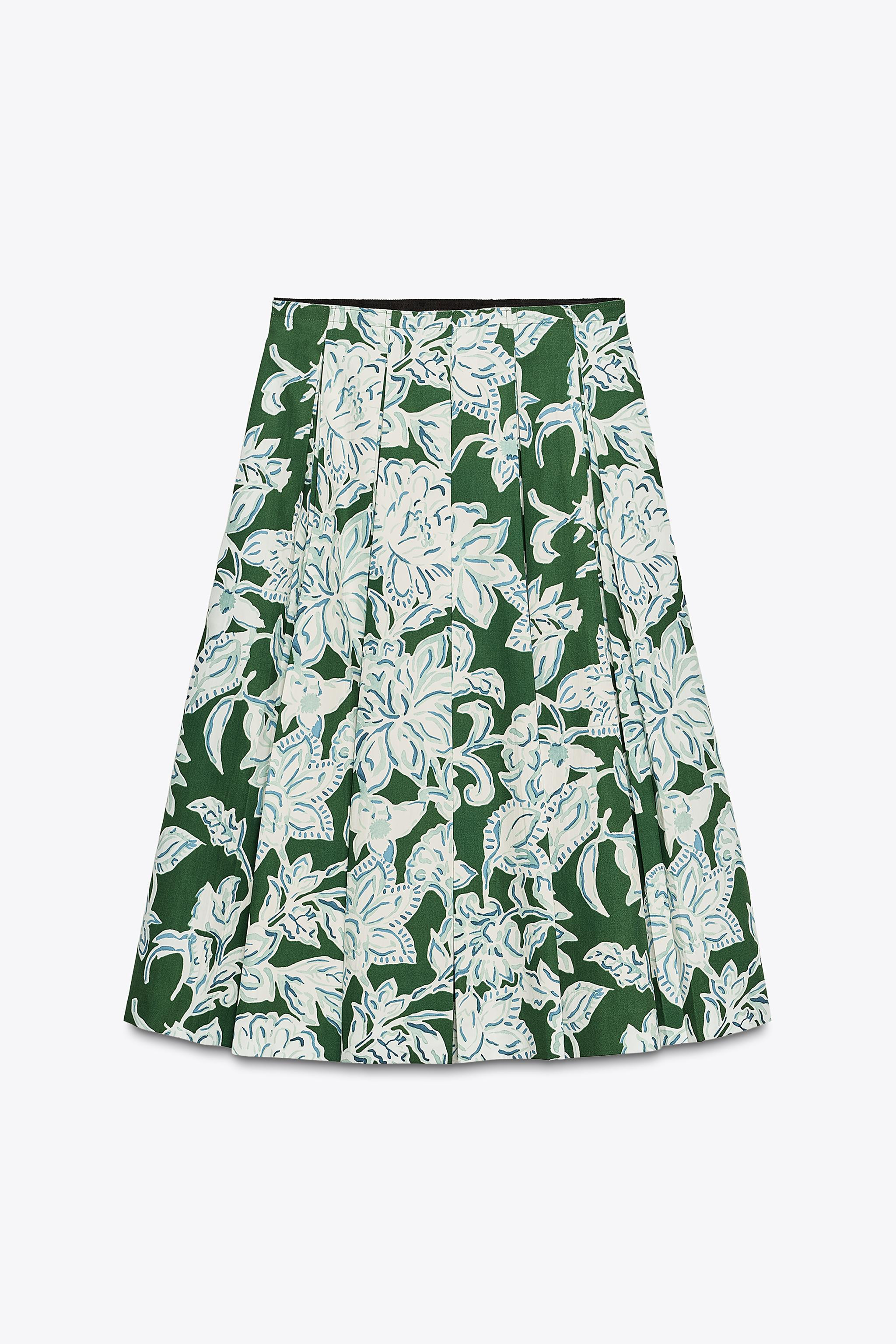 PLEATED FLORAL SKIRT ZW COLLECTION | Zara US