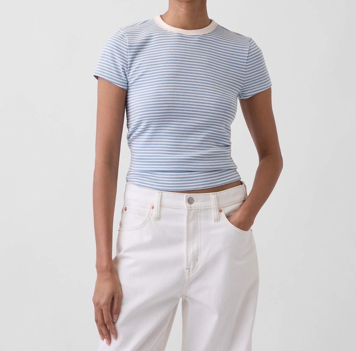 Gap crewneck. 

Blue. Pastel. Stripes. Basics. Spring. Comfy. Essentials. Under $30.

#LTKSeasonal #LTKSaleAlert #LTKMidsize
