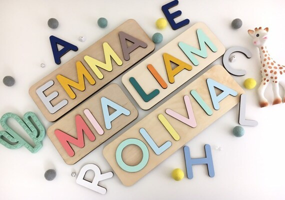 New Baby Gift Girl Name Puzzle Engraved Boy Present From Grandma Nursery Sign  Wooden Toys Games ... | Etsy (US)