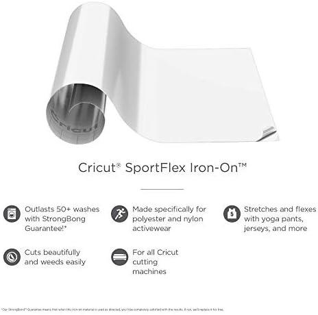 Cricut SportFlex Iron On Vinyl, DIY Supplies, 11.8” x 24” HTV Roll - White | Amazon (US)