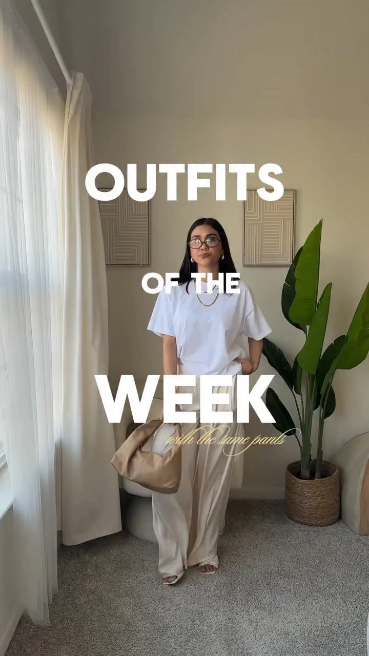 Outfits de la semana con el mismo pantalón 🤍 es de @hm y  los links a todos mis outfits los van a encontrar en mi LTK más tarde! 🥰