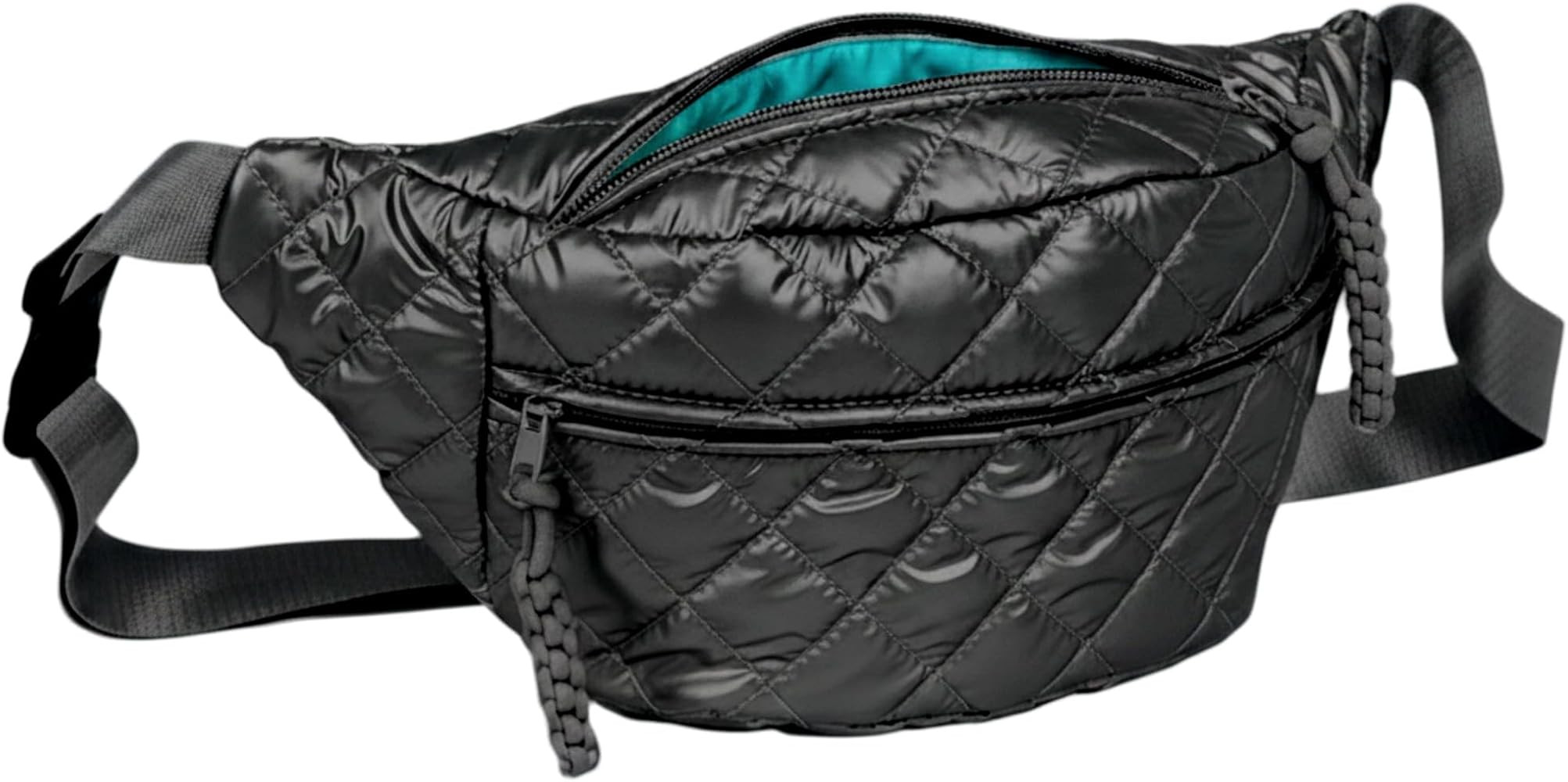 TWO KAT Metallic Quilted Chest Fanny Pack Crossbody Bag with Multi Pockets & Adjustable Strap, Fa... | Amazon (US)