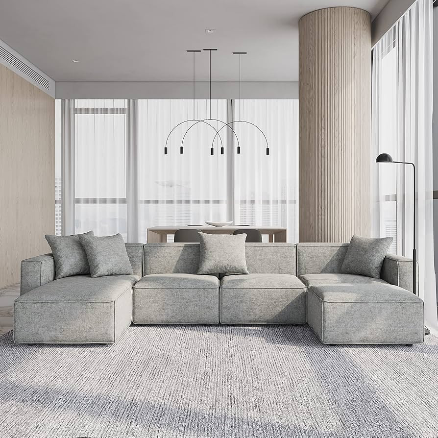 Acanva Luxury Modular Sectional Living Room Sofa Set, Modern Minimalist Style Couch with Ottoman ... | Amazon (US)