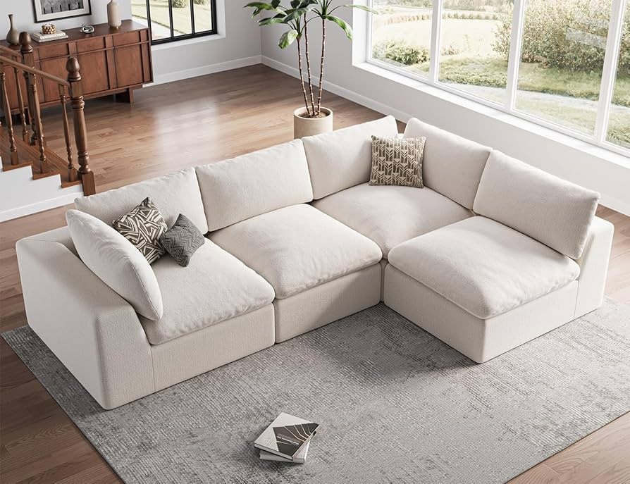 120" Cloud Sectional Couch | Oversize Boneless Couches for Living Room | 4 Seater Modern L-Shape ... | Amazon (US)