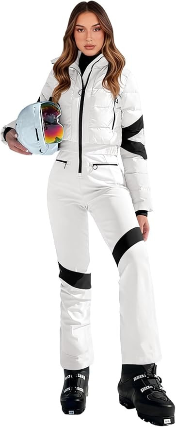 Yousify Womens Onesie Ski Suit Winter Outdoor Sports Warm Waterproof Snowsuit Color Block Jumpsui... | Amazon (US)