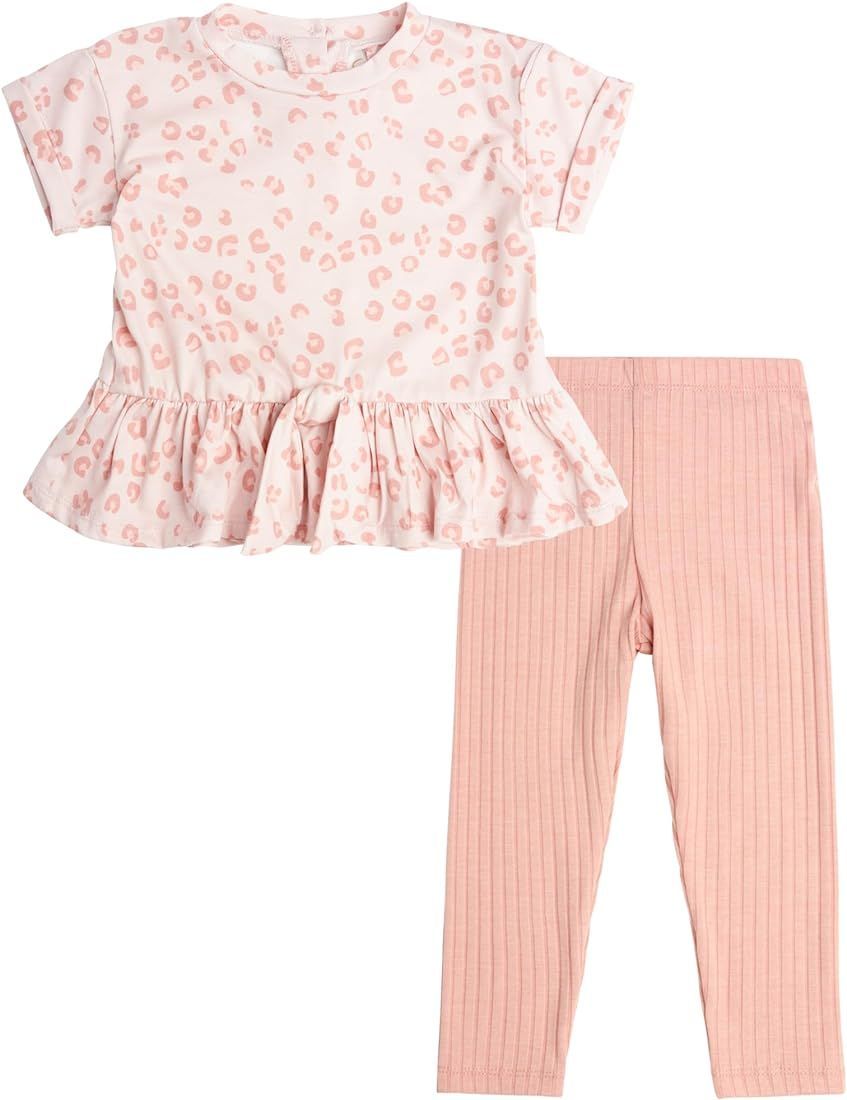 Jessica Simpson Baby Girls' Leggings Set - 2 Piece T-Shirt and Leggings - Pants Set for Infants, ... | Amazon (US)