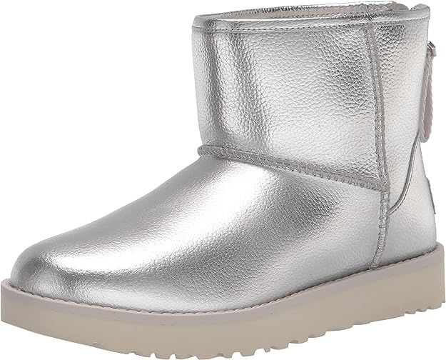 UGG Women's Classic Mini Logo Zip Shine Fashion Boot | Amazon (US)