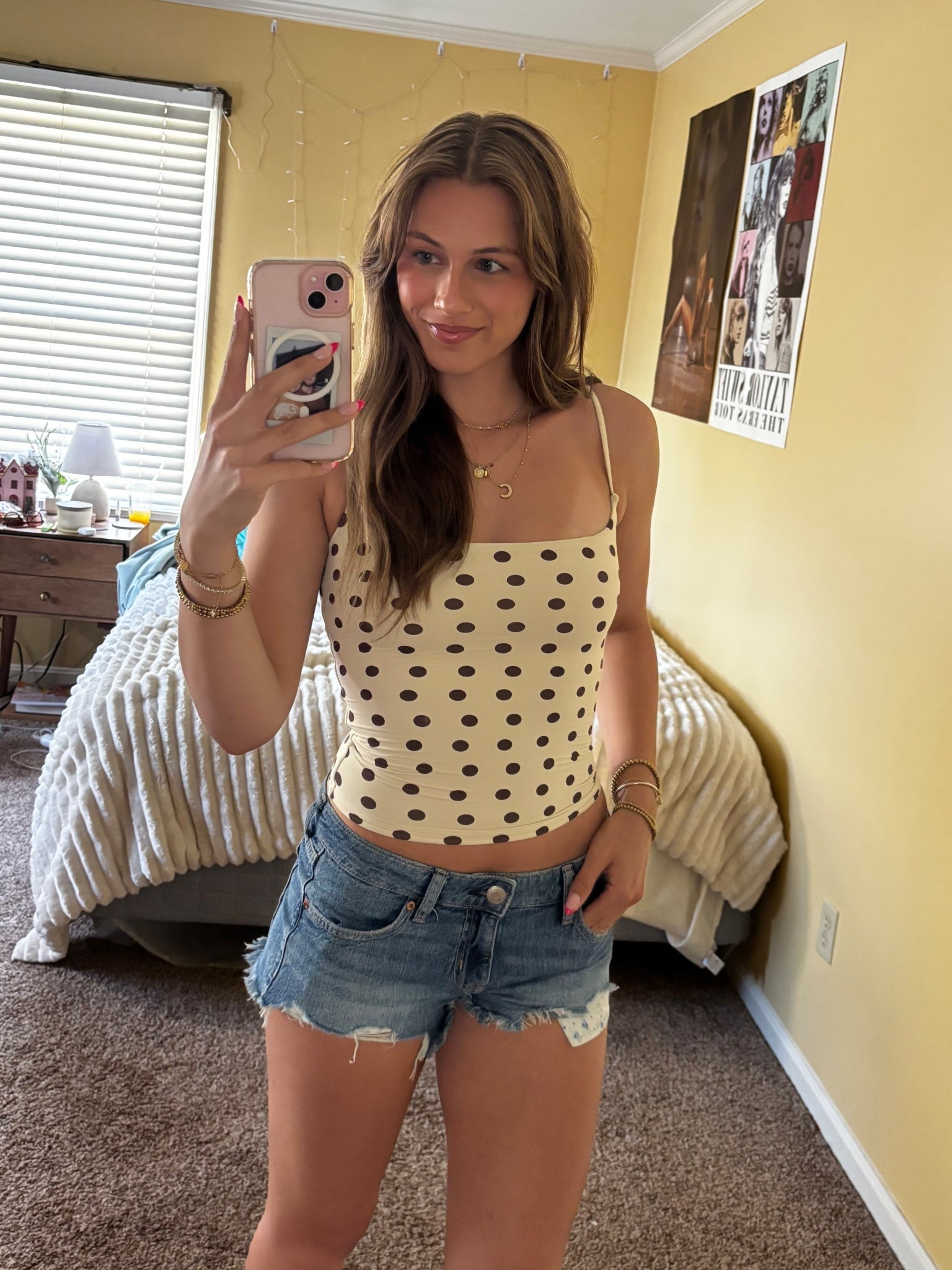 Polka dot tank top and denim shorts outfit idea for spring!

#LTKootd #LTKSaleAlert #LTKSeasonal
