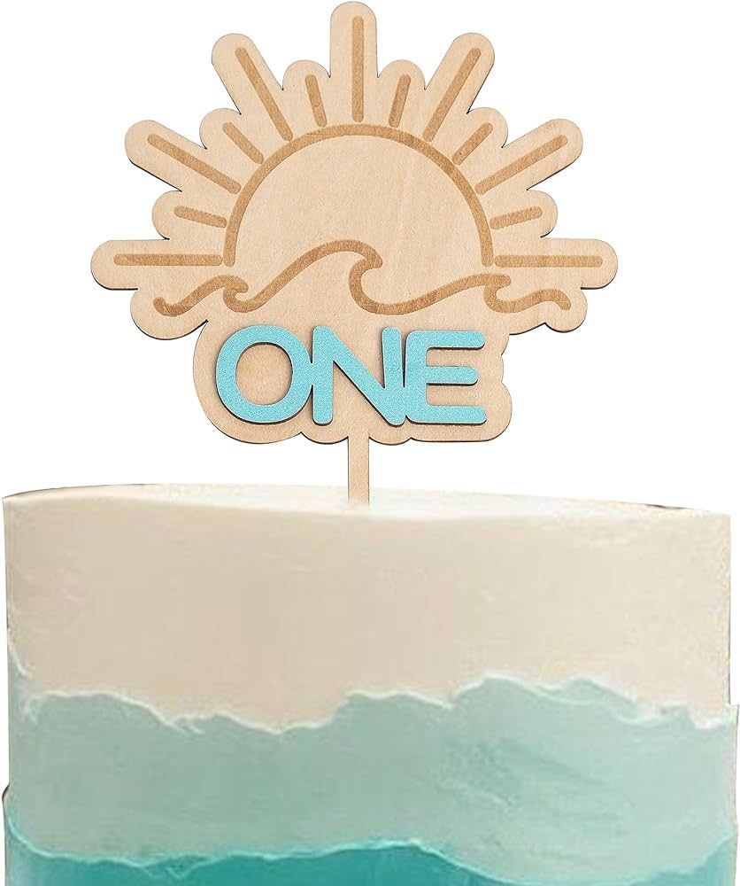 Wave Surf Wooden Cake Topper - The Big One Themed 1st/First Birthday Party Decoration,Smash Cake ... | Amazon (US)