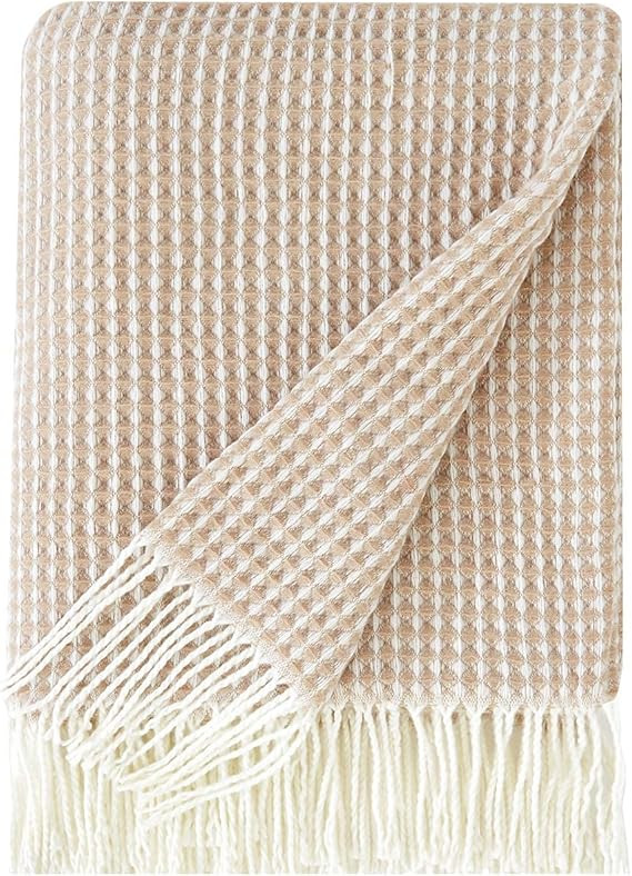 PHF Acrylic Waffle Weave Knit Throw Blanket 50 x 60 inches, Lightweight Soft Cozy Decorative Wove... | Amazon (US)