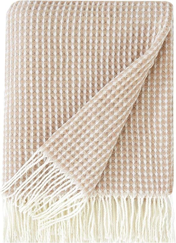 PHF Acrylic Waffle Weave Knit Throw Blanket 50 x 60 inches, Lightweight Soft Cozy Decorative Wove... | Amazon (US)