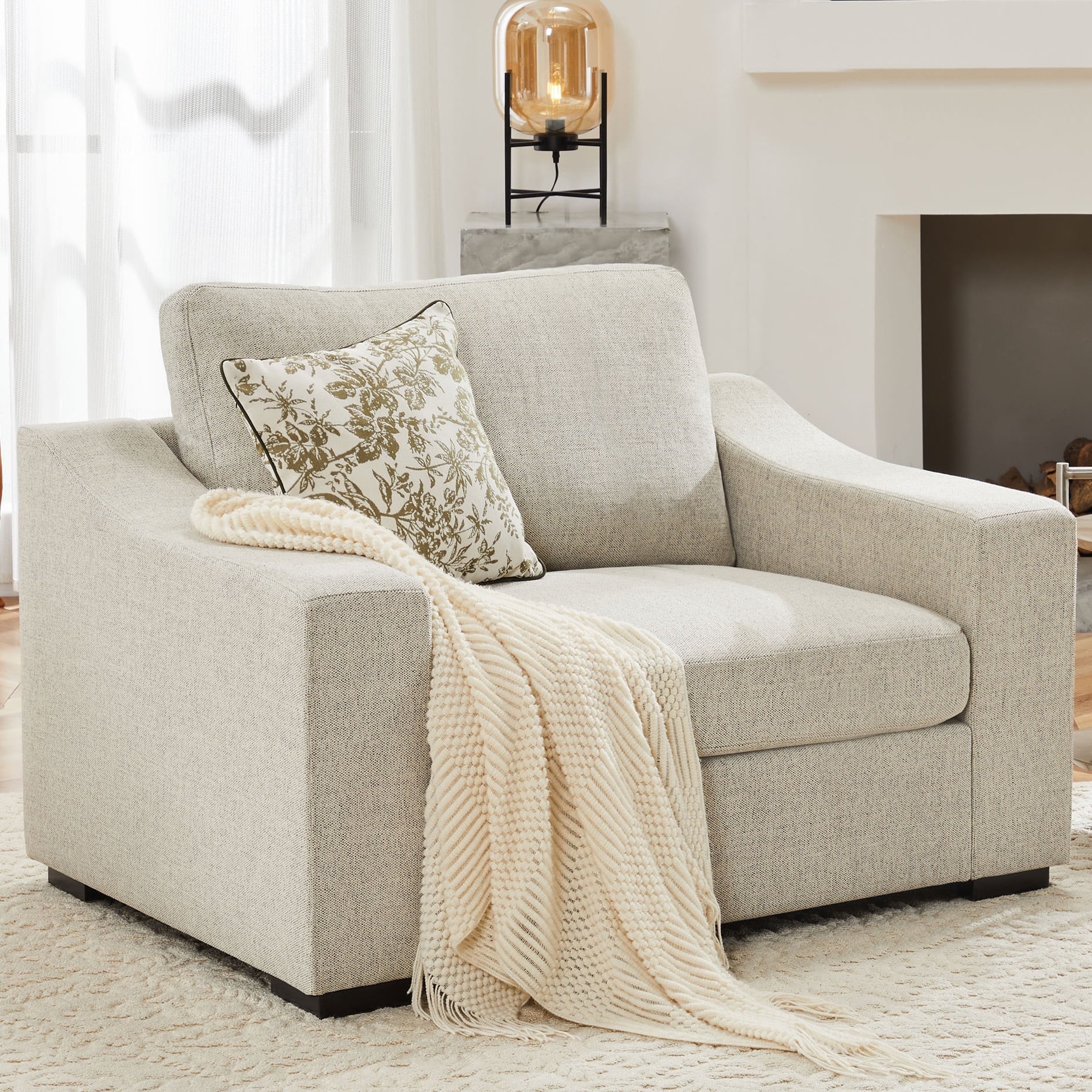 JULY'S SONG 48" W Accent Chair and A Half, Modern Oversized Reading Chair for Bedroom Room, Linen... | Walmart (US)