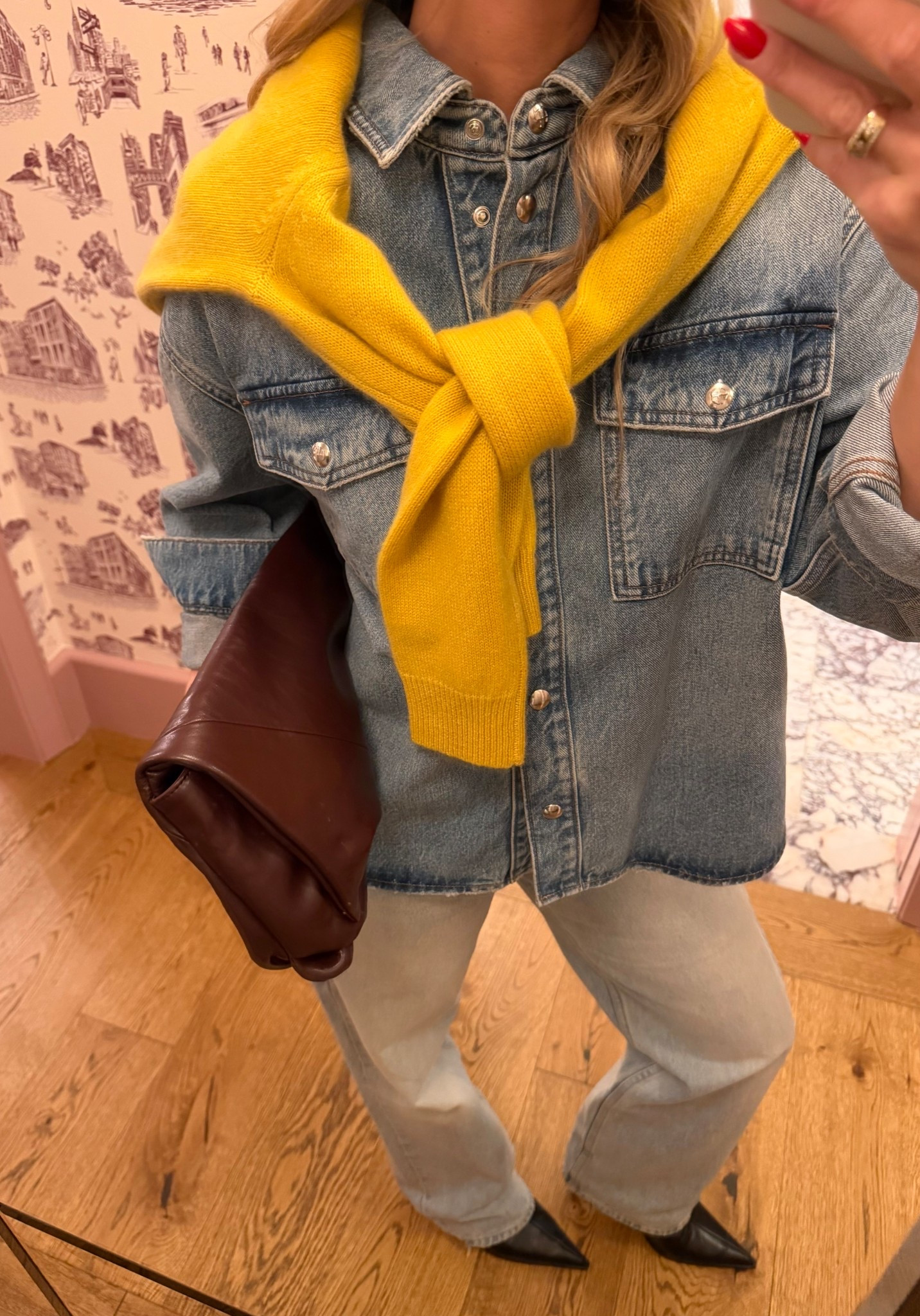 Em here! Obsessed with this Anine Bing denim shirt my mom bought in NY. I swiped it immediately for a night out to dinner 😉 

#LTKootd #LTKgrwm #LTKdayinmylife