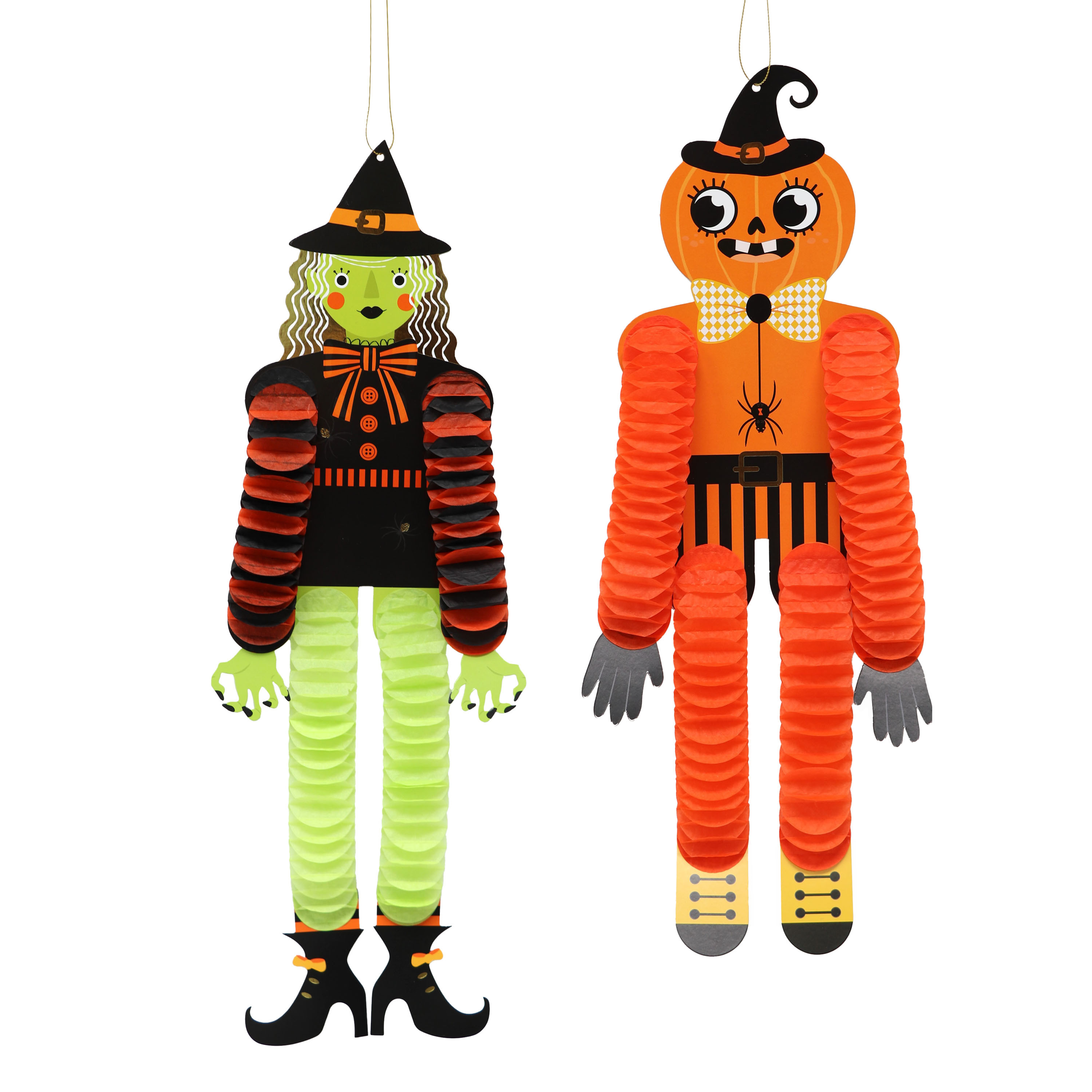 Pumpkin and Witch Paper Accordion Hanging Decor Set of 2 | World Market