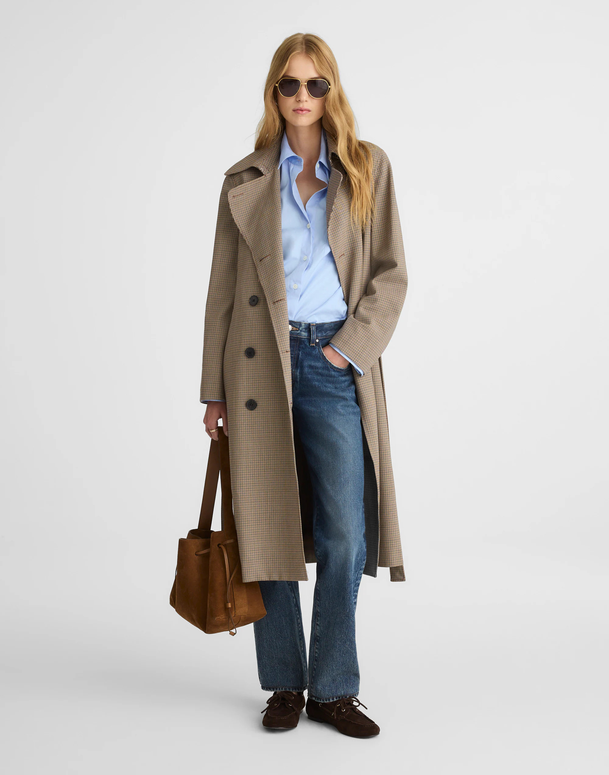 Double-Breasted Trench Coat in Plaid | Madewell