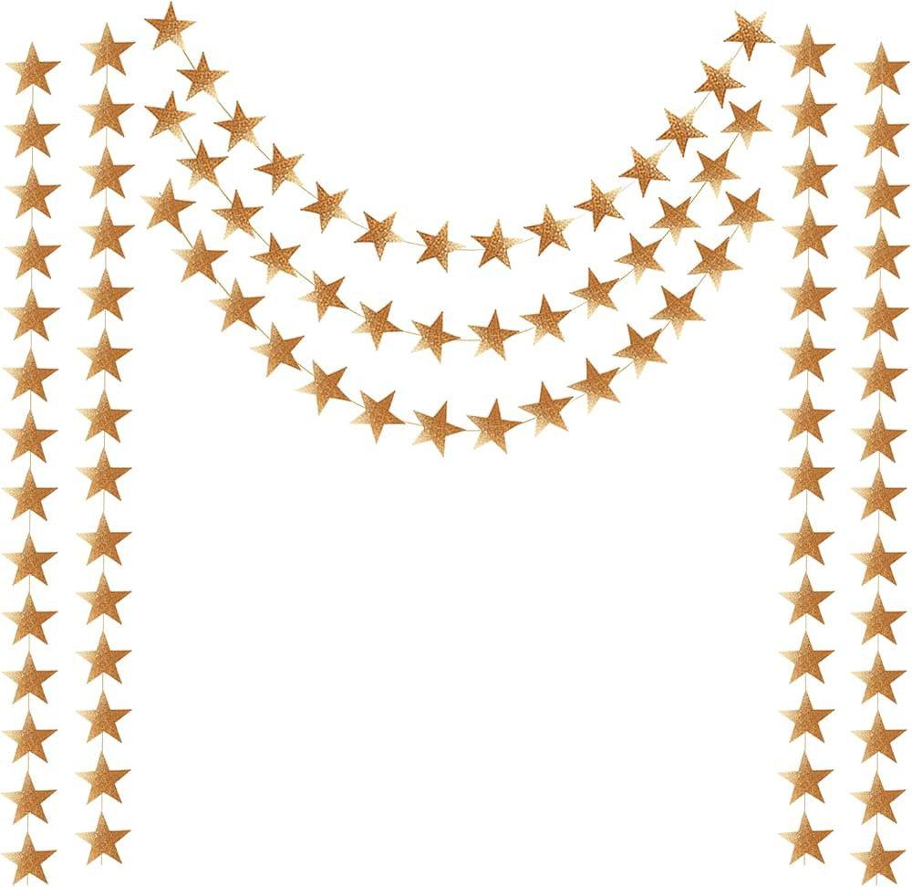 Honbay 2PCS Double Side Glitter Paper Star Garland Christmas Galaxy Banner Christmas Garland - 2.... | Amazon (US)