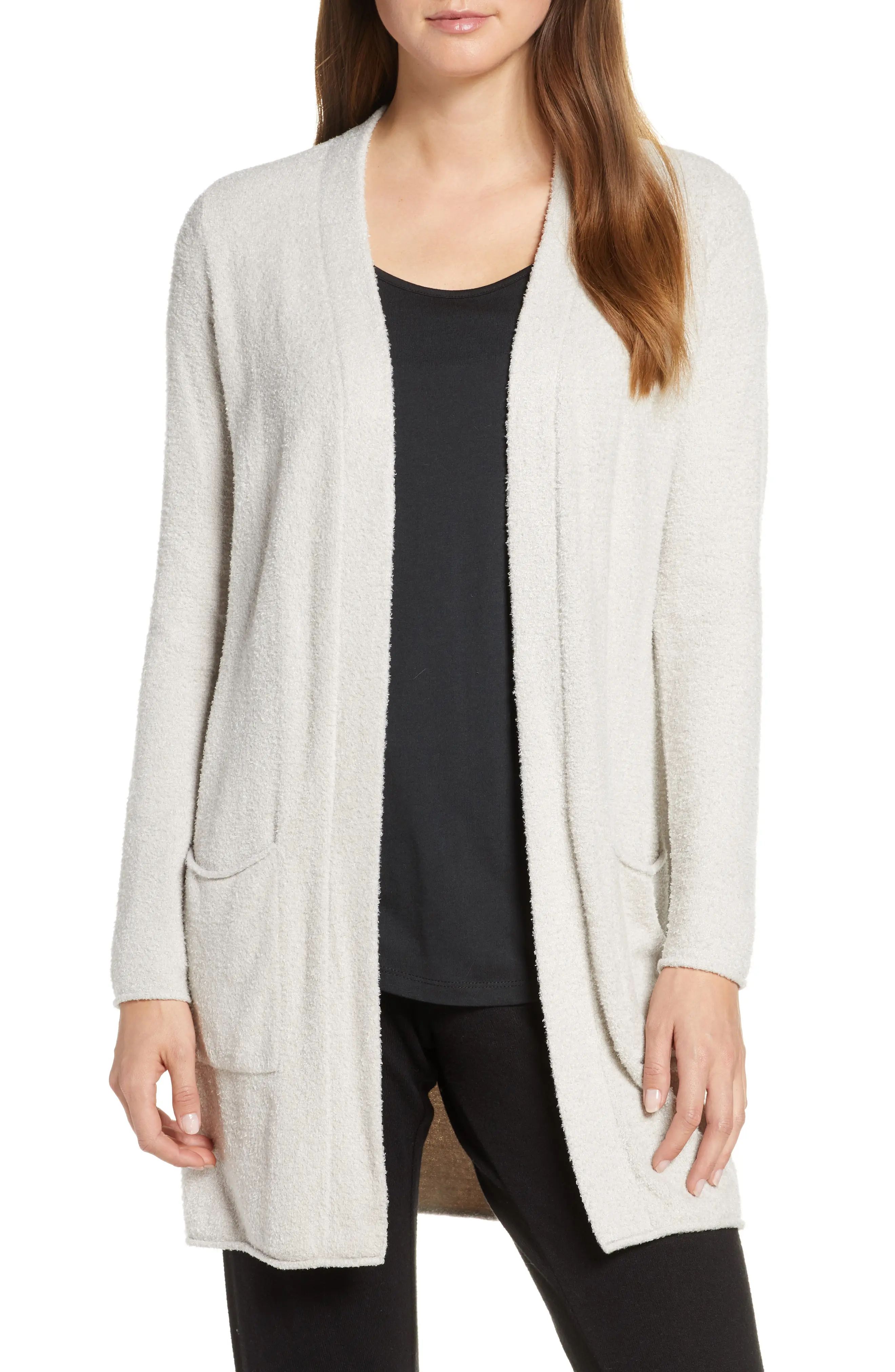 Barefoot Dreams(R) CozyChic Lite(R) Long Cardigan in Silver at Nordstrom, Size Large | Nordstrom