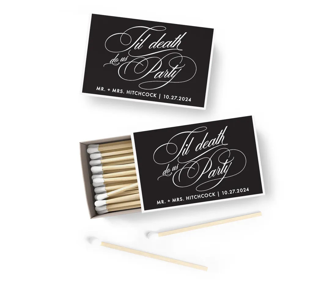 Til Death Do Us Party Matches - Bachelorette Party Matches SET OF 50 - Custom Wedding Matches - S... | Etsy (US)