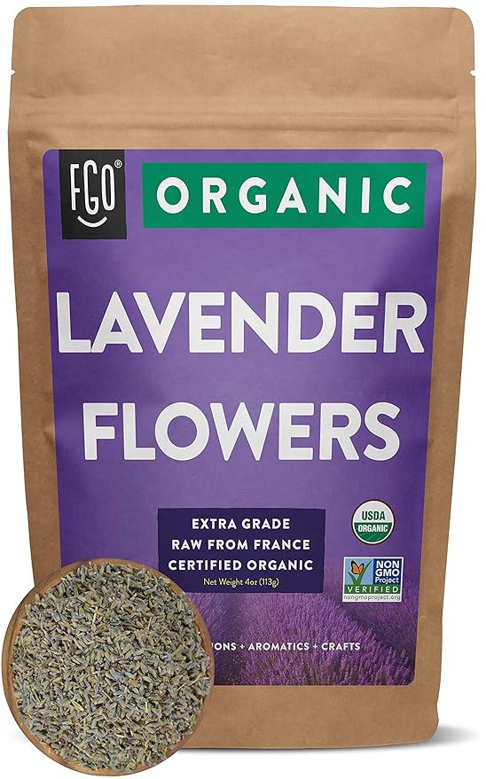 FGO Organic Dried Lavender Flowers, 100% Raw From France, 4oz (Pack of 1) | Amazon (US)