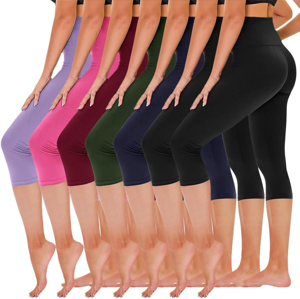 TNNZEET 7 Pack Leggings for Women - High Waisted Yoga Pants with Pockets Black Leggings Women Ful... | Amazon (US)