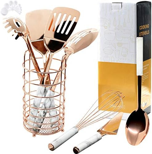 Copper Cooking Utensil Set Stainless Steel, 17pcs Cooking Utensils, Rose Gold Non-stick Heat Resi... | Amazon (US)