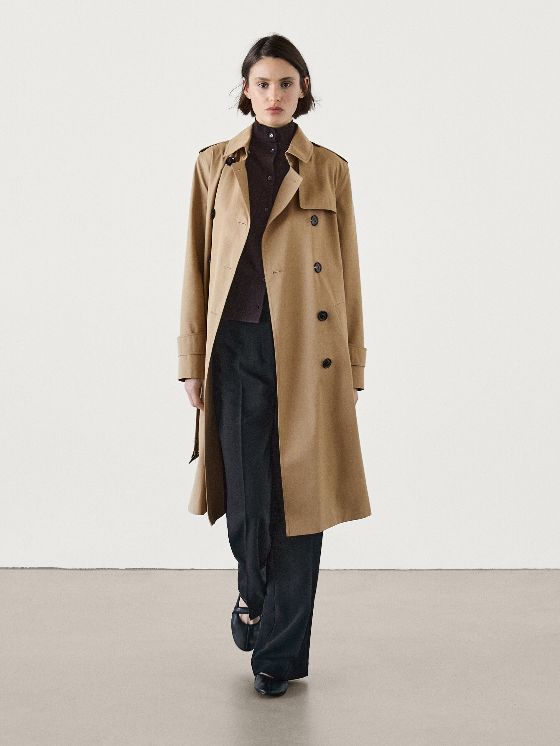100% cotton trench coat with belt | Massimo Dutti US