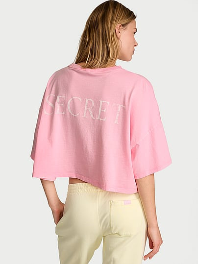 Angel Essentials 100% Cotton Oversized Crop Tee, Pink, XL - Women's Tops - Victoria's Secret | Victoria's Secret (US / CA )