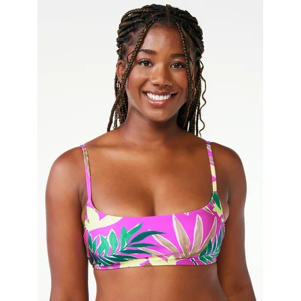 Love & Sports Women's Shimmer Printed Bralette Bikini Top | Walmart (US)