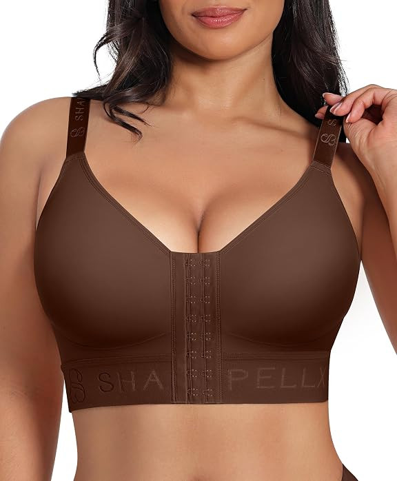 SHAPELLX Post Surgery Bra Front Closure Mastectomy Compression Bra Wireless | Amazon (US)