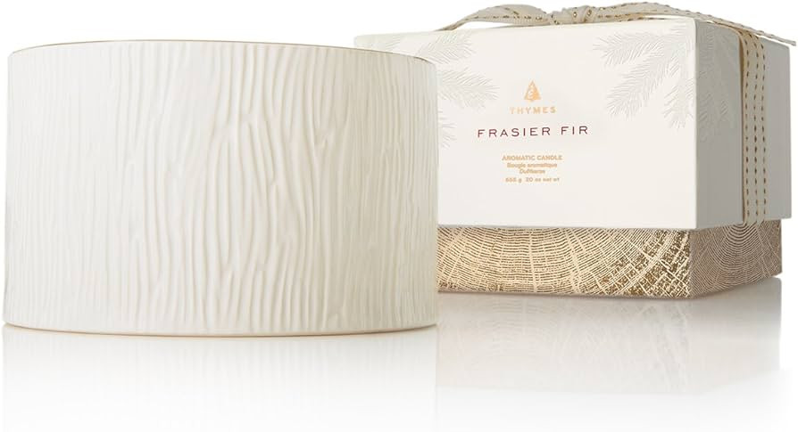 Thymes Frasier Fir Candle - Gilded Collection - Wood Grain Ceramic Design with 24-Karate Gold Rim... | Amazon (US)