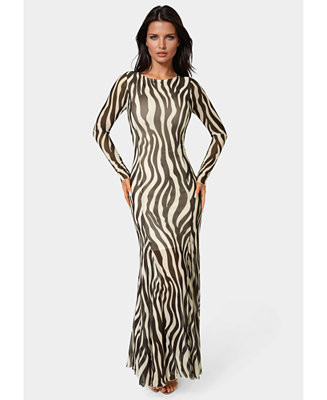 BebeWomen's Long Sleeve Powermesh Dress | Macy's