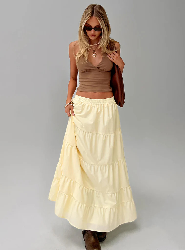 Garden Party Maxi Skirt Lemon | Princess Polly US