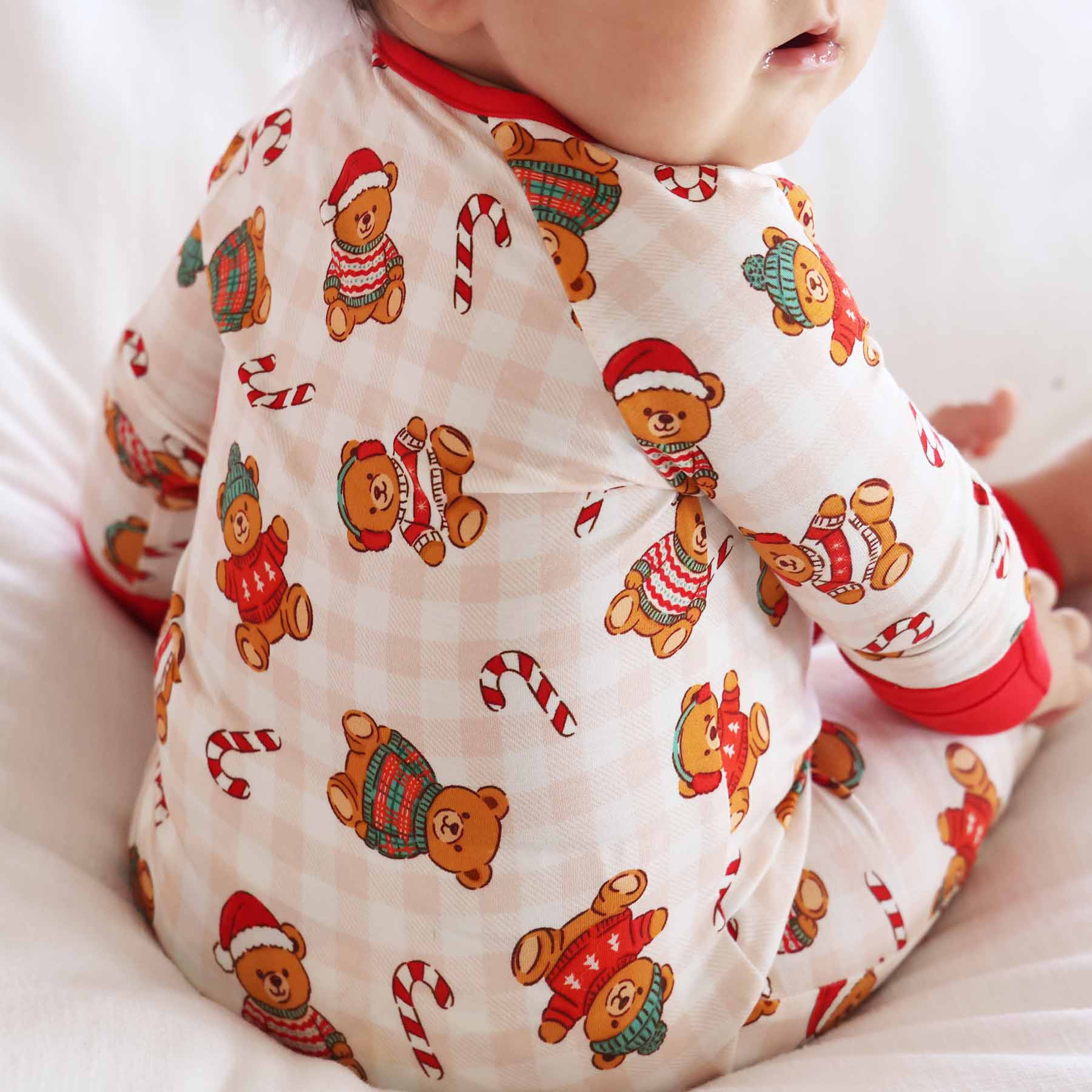 Beary Christmas Convertible Zip Romper | Neutral | Caden Lane
