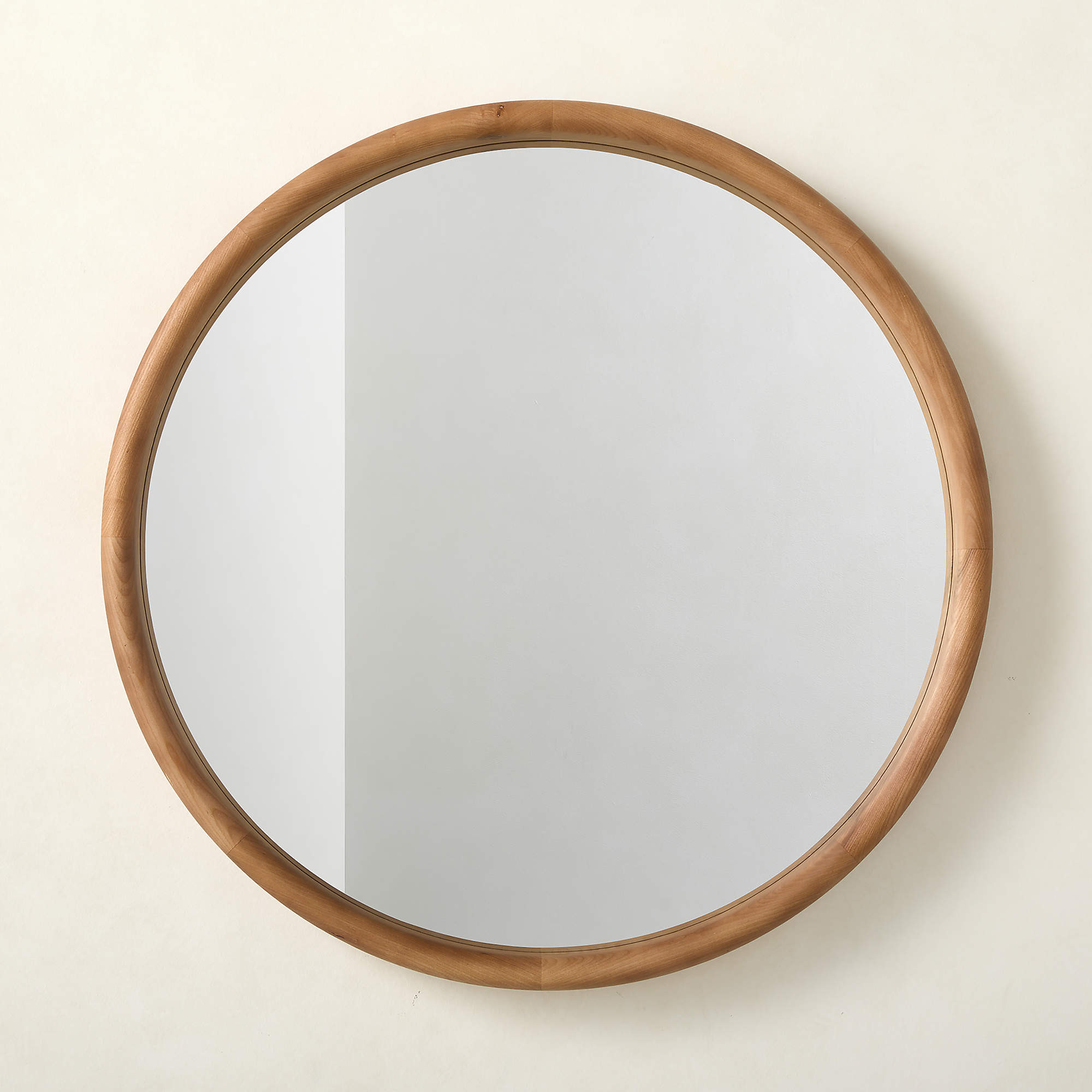 Saone Ash Wood Round Wall Mirror 36" + Reviews | CB2 | CB2