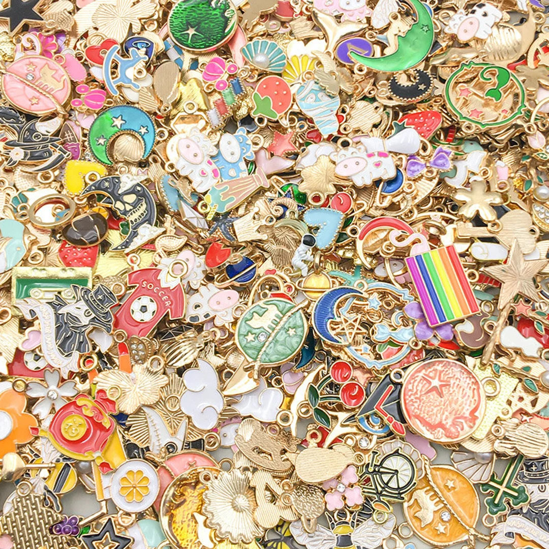 20/30/50/100pcs Fashion Enamel Randomly mixed bulk alloy charm small pendant DIY Bracelet Earring... | Etsy (US)