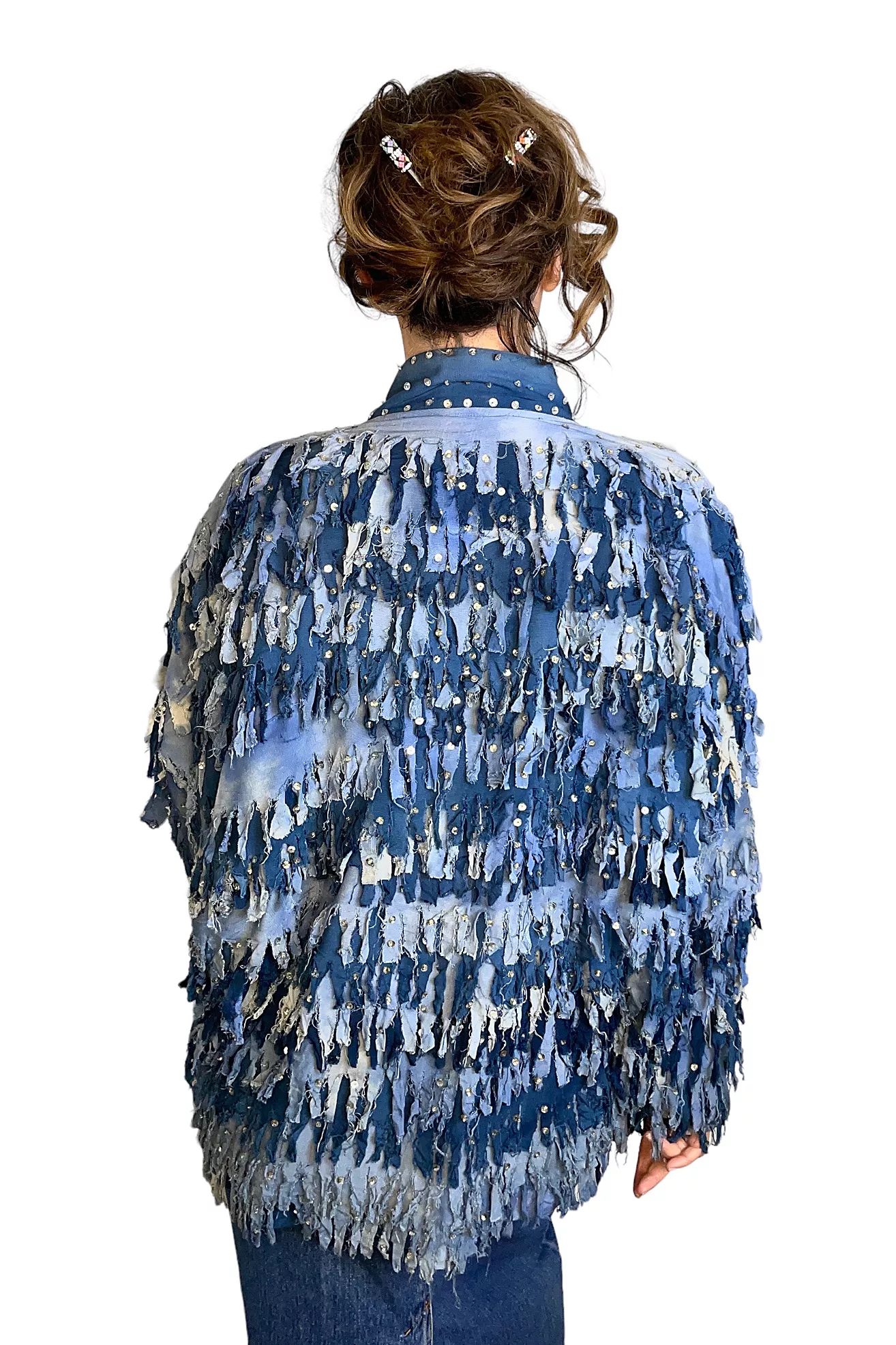 Vintage Blue Fringe Jacket Selected By Ankh By Racquel Vintage | Free People (Global - UK&FR Excluded)