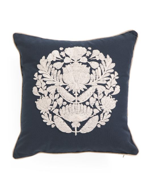 Made In Usa 22x22 Embroidered Floral Pillow | TJ Maxx