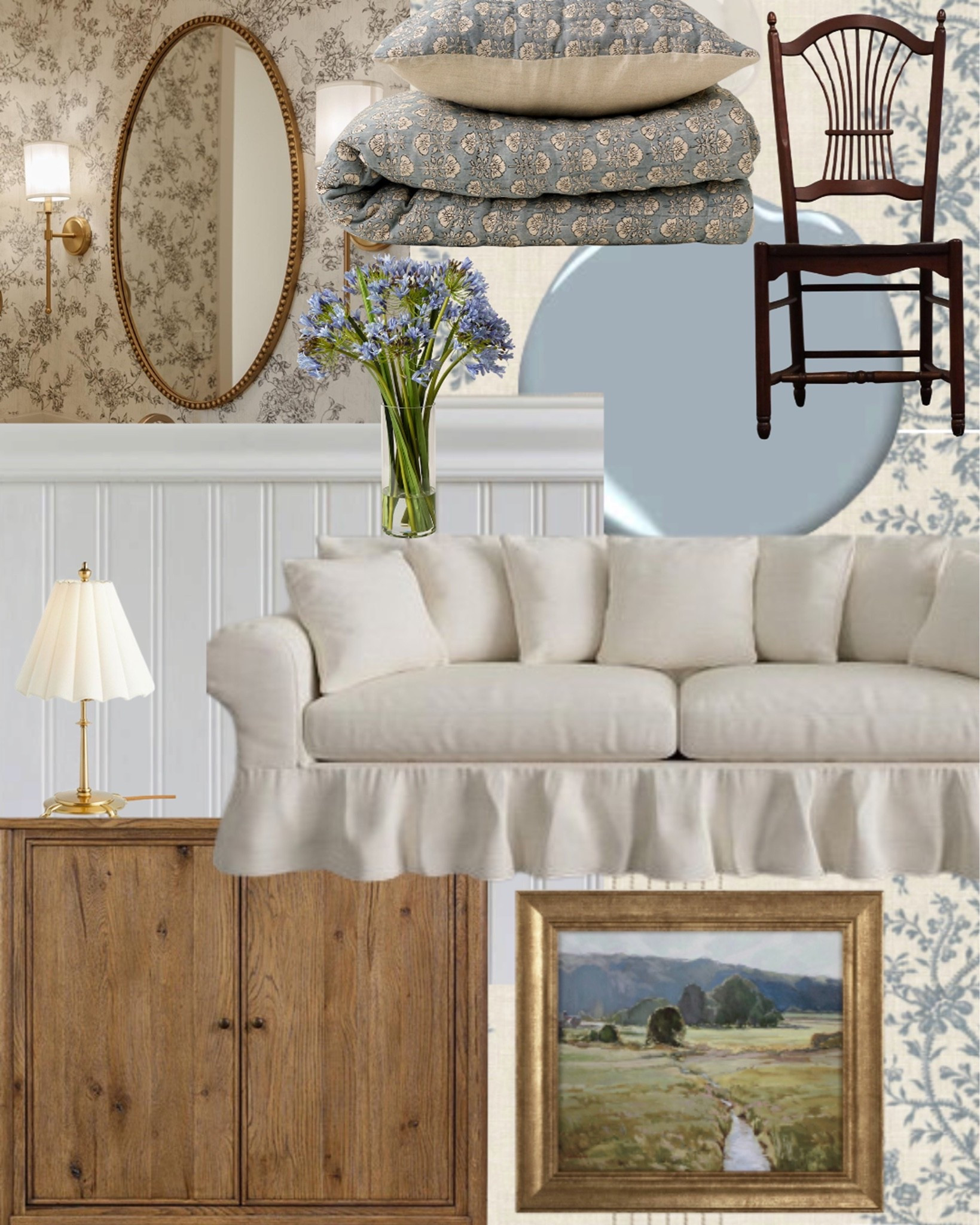 Soft blue toile, a ruffled linen sofa, fresh agapanthus, and warm wood casework, this living room is proof that classic can still feel completely current.

Shop the pieces here! 

#LTKhome